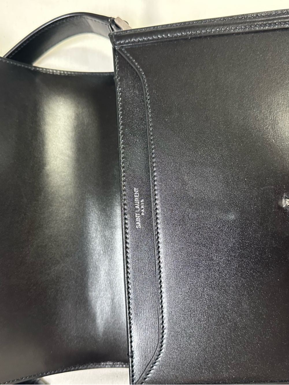 Saint Laurent Black Leather solferino medium Crossbody with Silver YSL Logo bag - Picture 6 of 9